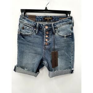 DEAR JOHN NWT Olivia Super High Rise Skinny Cuffed Bermuda Denim Short  // 24